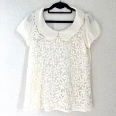 アンバスケット☆美品☆レース　花模様ブラウス　プルオーバーのサムネイル