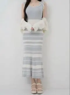 ワンピース Lumignon Riobon border nermaid dress 完売品】Lumignon Riobonborder nermaid dress - メルカリ
