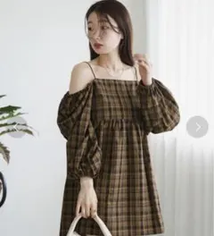 kastane チェックミニワンピース