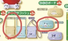 サンリオキャラクターズ当りくじ　⑳ポーチ ポチャッコ　⑯サコッシュ シナモロール