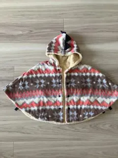 幾何学模様 フリースベビーポンチョ