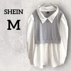 SHEIN【M】グレー セーター シャツ （汚れあり）
