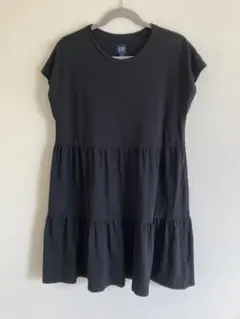 Gap ティアード チュニック ワンピース 黒 L フレンチスリーブ カットソーのサムネイル