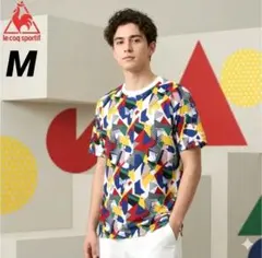 【美品】ルコックスポルティフ 総柄Tシャツ M マルチカラー ゴルフ テニスのサムネイル