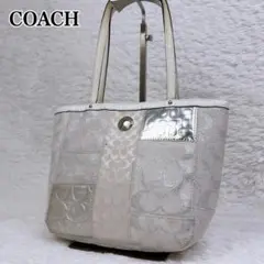 COACH シグネチャー パッチワーク トートバッグ レザー キャンバス