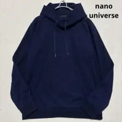 nano universe 交編鹿の子コマンドフーディー XLネイビー パーカー