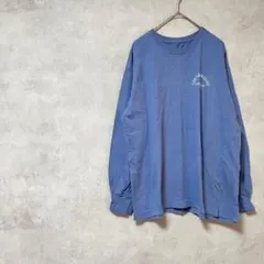 アマンデザイン　Tシャツ　長袖　ロゴT　青　くすみ　春　秋　シンプル　カジュアル