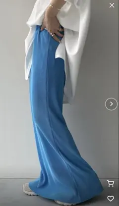 wee9s ウィークス スーパーストレッチプリーツスカート ブルー FREE