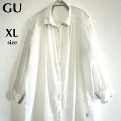 GU ジーユー　XL 極美品　シアー　ホワイト シャツワンピース