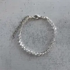 b29 ビーズブレスレット 金属アレルギー対応あり シルバー ガラス クリア