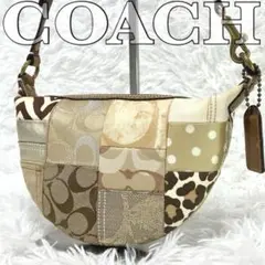 COACH　ミニショルダーバッグ　パッチワーク　シグネチャー　三日月型　Y2K