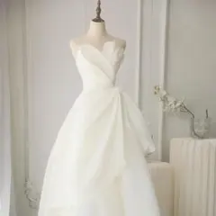 C15 ウェーブエンパイアラインドレスロング花嫁ワンピース 結婚式 エレガント