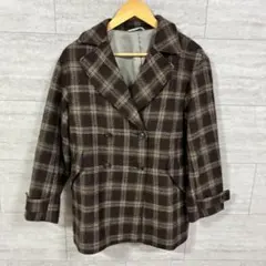 HUMAN WOMAN コート S チェック柄 ウール混 上品 きれいめのサムネイル