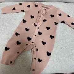 ハート柄ロンパース ブラウン