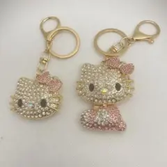 ハローキティ ラインストーン キーホルダー キーリング 2点セット クリスタル