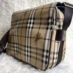 美品✨ バーバリー ショルダーバッグ PVC チェック ハニーベージュ ロゴ