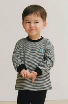 konny コニー　コットンストライプ 長袖Tシャツ　black