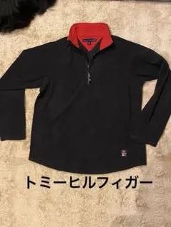 TOMMY HILFIGER フリースジャケット S 黒/赤