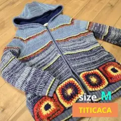 アウター　ニットパーカー　ジャケット　クロッシェ編　M