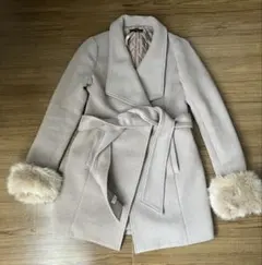 rienda ベージュ ファー付き コート Sサイズ ウールコート ロングコート