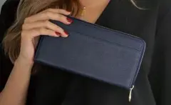 長財布　カードケース　大容量　本革　ダークネイビー