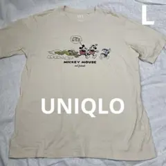 ユニクロ　UNIQLO ディズニー　ミッキーマウス Tシャツ ベージュ　L