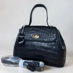 ◇モラビト◇シャインクロコダイル 2WAY ショルダーバッグ 黒 極美品 