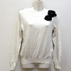 ランバンオンブルー フラワーコサージュニット バックチュールニット 長袖ニット LANVIN en Bleu - ランバンオンブルー フラワーコサージュニット