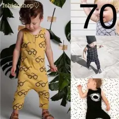 【新品】メガネ柄 タンクトップ ロンパース ♡ 70