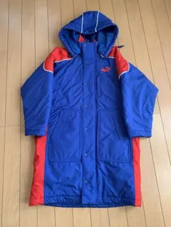 PUMA フード付きダウンベンチコート 青・赤　130