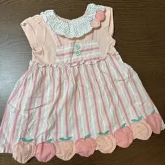 【baby cheer】ピンク ストライプワンピース 桃　ピーチのサムネイル
