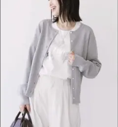 クルーネックニットカーディガ