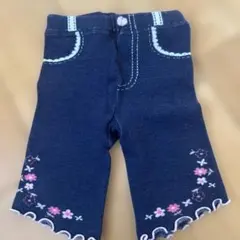 デニム風花柄刺繍ハーフスパッツ80-100cm