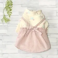 オーダー【胴回り37センチ】夢見るユニコーンの袖ありワンピース犬服