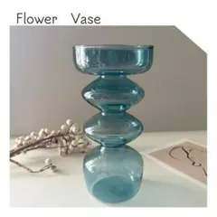 ブルークリア 花瓶 ガラス オブジェ風 一輪挿し