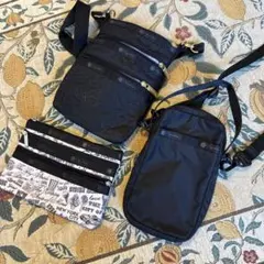 黒い刺繍デザインのバッグ4点セット レスポートサック