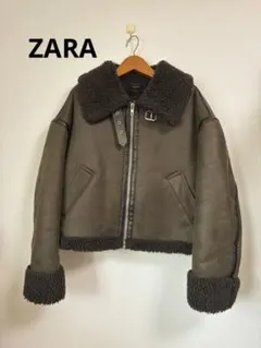 【新品未使用 黒】完売 ZARA B-3 ボア ムートン フライトジャケット ZARA フェイクムートン B-3 フライトジャケット ボア Tバック L