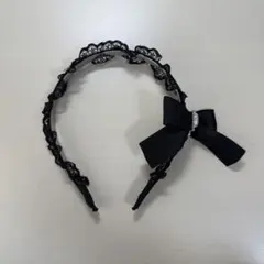 ROJITA サイドリボン付きレースベロアカチューシャ ブラック