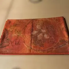 オレンジ系 花柄 袋帯