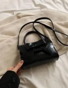 SHEIN ショルダーバッグ リボン バッグ ブラック ハンドバッグ ミニバッグ