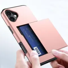 カードホルダー付 iPhone17 ケース Air など他サイズあり♪ ピンクのサムネイル