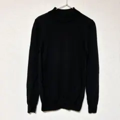 無印良品　ハイネックセーター　ハイゲージニット　ウール　シンプル　ブラック（L）