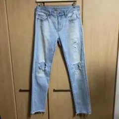 AMERICAN EAGLE ライトブルースキニーダメージジーンズ 30×32