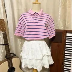 ゆるだぼ ボーダー ピンク ポロシャツのサムネイル