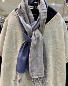 ガーゼスカーフ　リバーシブル　グレー✖︎アッシュブルー　綿100%