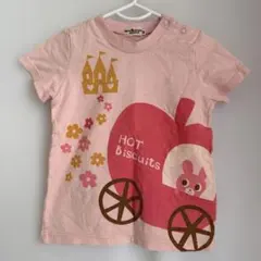 HOT Biscuits プリント半袖Tシャツ ウサギ　ピンク色　90