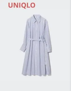 UNIQLOユニクロ　ストライプコットンAラインシャツワンピース　 Sサイズ