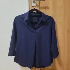 UNIQLO ネイビー 五分袖シャツ
