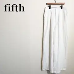 fifth　リネン混　タック　ワイドストレートパンツ　バックゴム　白　サイズM