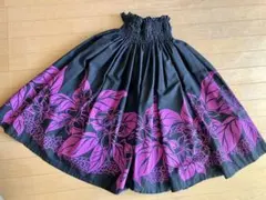 フラダンス用パウスカート 黒×ピンク